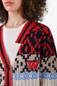 Weekend Max Mara Beige/Red Patterned Cardigan Size M