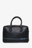 Prada Black Leather Medium Mirage Top Handle Bag with Strap