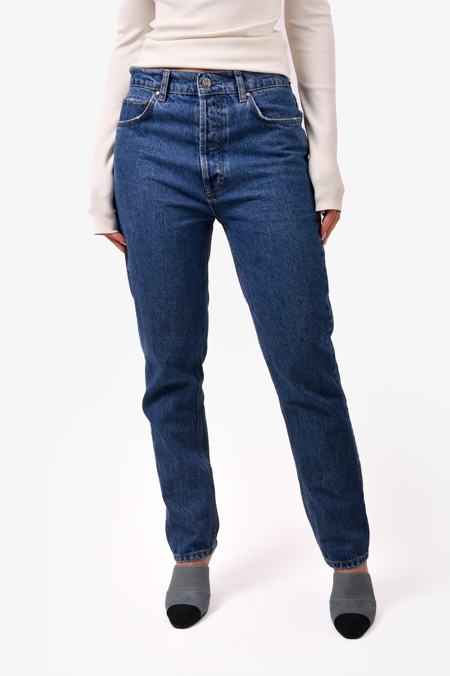 Anine Bing Dark Blue Wash Denim Straight Leg Jeans Size 29 – Mine & Yours