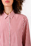 Nili Lotan Red/White Striped Button Up Top Size M
