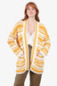 Maje Yellow/White Striped Knitted Cardigan Size 2