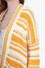 Maje Yellow/White Striped Knitted Cardigan Size 2