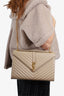 Saint Laurent Beige Grain De Poudre Matelasse Chevron Large Envelop Bag