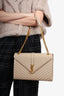 Saint Laurent Beige Grain De Poudre Matelasse Chevron Large Envelop Bag