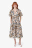 Zimmermann Cream Floral Print Dress with Fringe Size 0