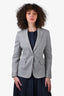 Akris Punto Grey/White Printed Wool Blend Blazer Size 4 US