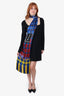 Versace Black/Blue Plaid Silk Scarf Accent Dress Size 46