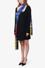 Versace Black/Blue Plaid Silk Scarf Accent Dress Size 46