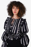 Caroline Constas Navy Striped Tiered Ruffle Top Size S