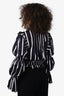 Caroline Constas Navy Striped Tiered Ruffle Top Size S