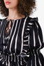 Caroline Constas Navy Striped Tiered Ruffle Top Size S