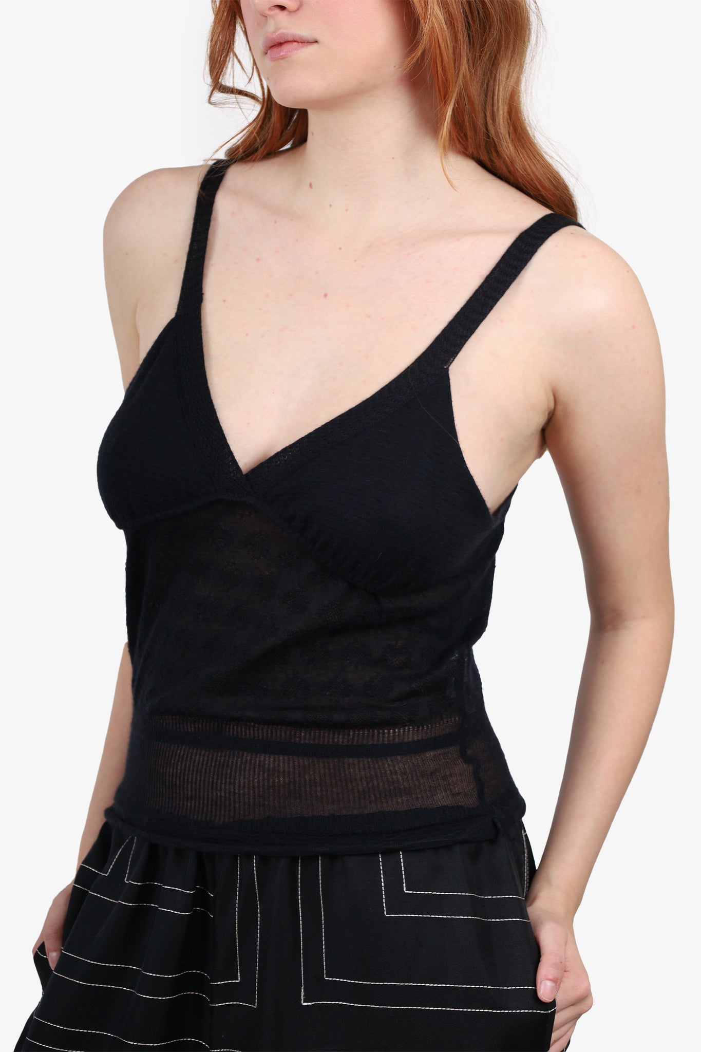 Yves Saint Laurent Black Cashmere Knit Sleeveless Top Size M
