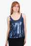 Ports Navy Silk Sequin Sleeveless Top size 4