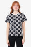 Louis Vuitton White/Black Check LV Twist Chain Front T-Shirt Size XS