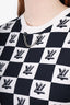 Louis Vuitton White/Black Check LV Twist Chain Front T-Shirt Size XS