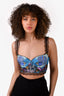 Versace Blue Silk Lace Seashell Bralette Top Size 36