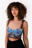 Versace Blue Silk Lace Seashell Bralette Top Size 36