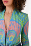 Versace Green/Blue/Pink Collared Button Down Bodysuit Size 36