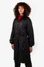 Louis Vuitton Black Silk Polka Dot Reversible Hooded Coat Size 36