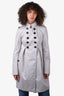 Burberry London Grey Pleated Trench Coat Size 6