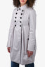 Burberry London Grey Pleated Trench Coat Size 6