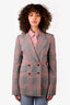 Gabriela Hearst Grey/Red Check Wool Double Breasted Blazer Size 2