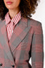 Gabriela Hearst Grey/Red Check Wool Double Breasted Blazer Size 2