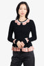 Red Valentino Black/Pink Wool/Silk Peplum Hem Sweater Size XS