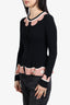 Red Valentino Black/Pink Wool/Silk Peplum Hem Sweater Size XS