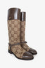 Gucci Brown Leather/Canvas GG Riding Boots Size 9.5 Mens