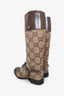Gucci Brown Leather/Canvas GG Riding Boots Size 9.5 Mens