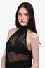 Saint Laurent Black Silk Sheer Sleeveless Blouse with Neck Tie Detail Size 38