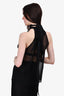 Saint Laurent Black Silk Sheer Sleeveless Blouse with Neck Tie Detail Size 38