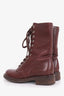 Pre-loved Chanel™ Burgundy Leather CC Lace-up Ankle Boots Size 38