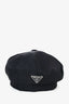 Prada Black Re-nylon Triangle Logo Newsboy Hat Size S