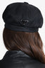 Prada Black Re-nylon Triangle Logo Newsboy Hat Size S