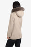 Max Mara Studio Beige Wool Coat with Fur Hood Size 4