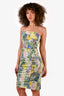 Erdem Yellow/Blue Floral Strapless Midi Dress Size 2