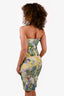 Erdem Yellow/Blue Floral Strapless Midi Dress Size 2