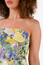 Erdem Yellow/Blue Floral Strapless Midi Dress Size 2