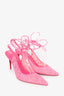 Christian Louboutin Pink Lace Kate 85 Lace-Up Slingback Pumps Size 38