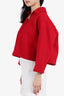 Celine 2022-23FW Red Wool Open-Collar Clasp-Hook Jacket Size 34
