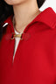Celine 2022-23FW Red Wool Open-Collar Clasp-Hook Jacket Size 34