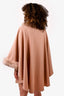 Max Mara Dusty Rose Cashmere Fox Trimmed Cape Size O/S