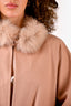 Max Mara Dusty Rose Cashmere Fox Trimmed Cape Size O/S