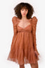 Zimmermann Brown Tulle Ruched Mini Dress Size 1
