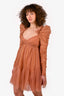 Zimmermann Brown Tulle Ruched Mini Dress Size 1