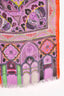 Etro Purple/Orange Paisley Silk Raw Edge Scarf