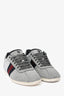 Gucci Silver Metallic Web/Stud Accent Sneakers Size 37.5