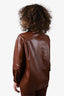 Pre-loved Chanel™ 2001 Brown Leather Shirt Jacket Size 38